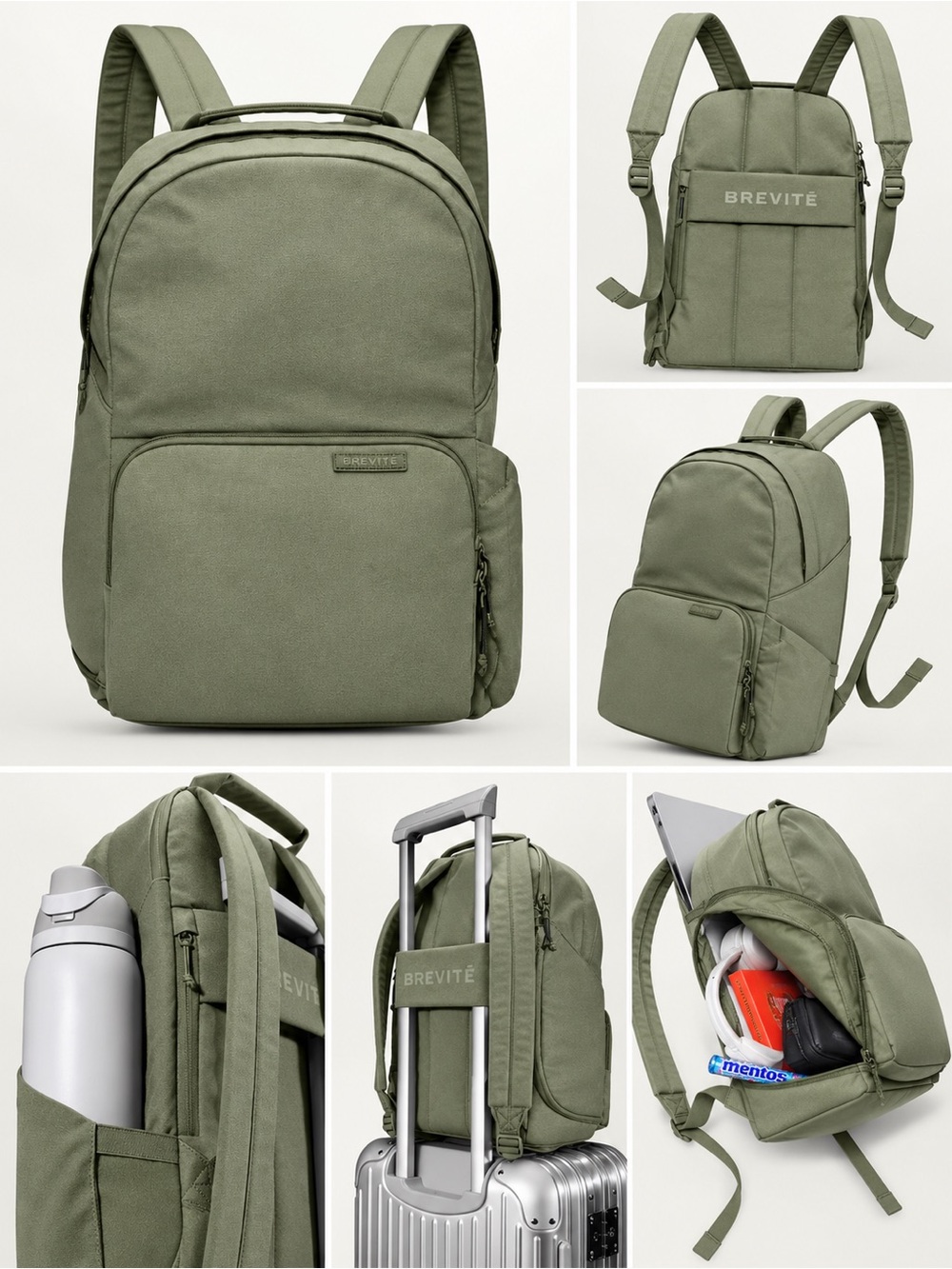 Brevite Backpack Pine Green Laptop Travel Work School Bag NWOT